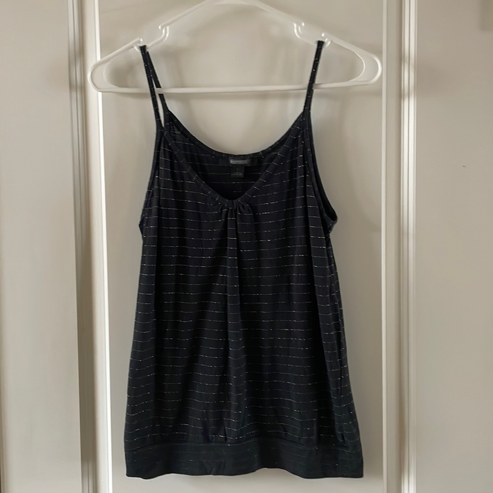Women’s Express Black Metallic Stripe Tank Top